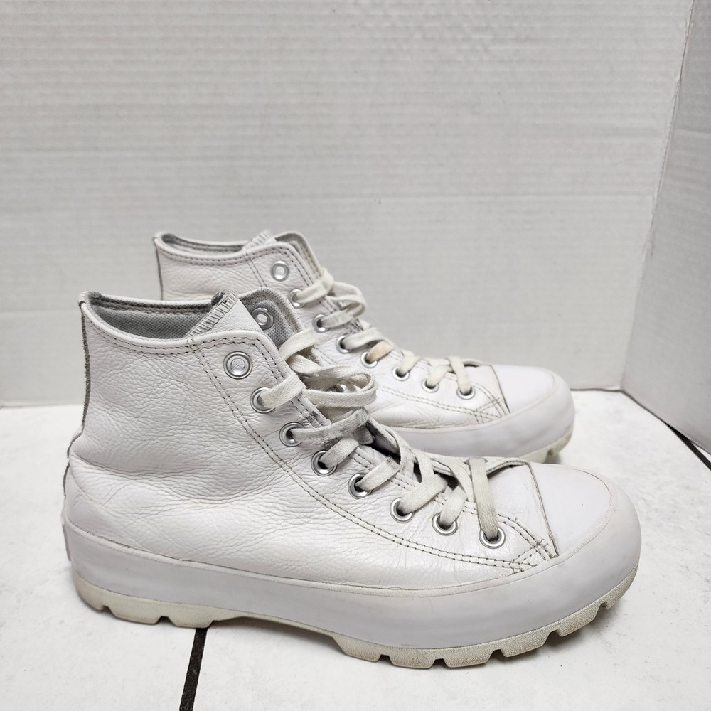Converse Leather Platform Women Size 9.5 Chuck Taylor All Star White High Top